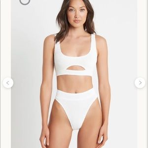 Bond-Eye white bikini // Sasha Crop + Savannah Brief